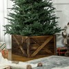 HOMCOM Wooden Christmas Tree Collar Box, 24" Farmhouse Christmas Tree Base Cover, Xmas Decoration for Home, Holiday, Dark Distressed Wood Finish - 3 of 4