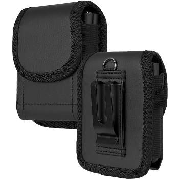 Nakedcellphone Pouch Case for Motorola RAZR+ 2023 / Z Flip 5 - (with Metal Clip, Belt Harness, Magnetic Closure, Case-Compatible) - Black