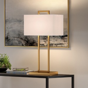 Hudson and Canal 28" Tall Table Lamp with Rectangle Fabric Shade - 1 of 4