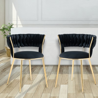Set Of 2 Modern Velvet Upholstered Accent Chair With Tufted Backrest ...