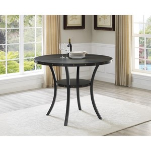 Roundhill Furniture Biony Dining Collection Wood Counter Height Nailhead Round Dining Table, Espresso - 1 of 4