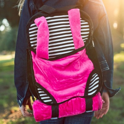 Pink and Black Plush Doll Carrier Backpack with Sleeping Bag