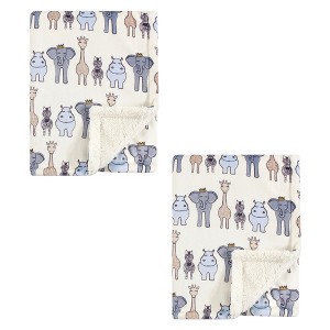 Hudson Baby Unisex Baby Plush Mink and Faux Shearling Blanket, Royal Safari 2-Piece, One Size - 1 of 1