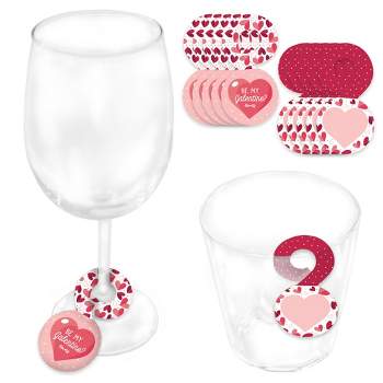 Big Dot of Happiness Happy Galentine's Day - Valentine's Day Party Paper Beverage Markers for Glasses - Drink Tags - Set of 24
