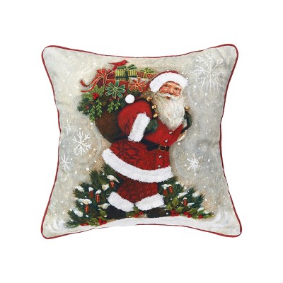 Santa and his dog outfitter My Dog Knows I'm Cool Multicolor 18x18 Funny Santa Design Xmas Throw Pillow