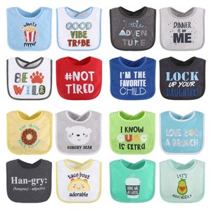 The Peanutshell Baby Boy Terry Bibs, 16 Pack for Feeding, Teething, or Drooling|Boy/Neutral Foods - 1 of 4