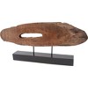 HomeRoots 15" Brown and Black Wood and Metal Tabletop Sculpture - 4 of 4