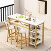 Hooseng 3-Piece Dining Room Table Set with 2 Upholstered Bar Stools, Modern Farmhouse Style Bar Table Set for 2 with Multiple Tier Storage Shelves - 3 of 4