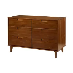 Mid-Century Modern Groove Wood 6 Drawer Dresser - Saracina Home