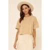 Slickblue Women's Taupe Mineral Washed Howdy Graphic T-shirt with Short Sleeves, Relaxed Fit, Size S-L - 2 of 4