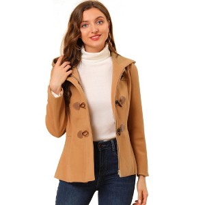 INSPIRE CHIC Women's Casual Winter Outwear Hooded Button Toggle Duffle Coat - 1 of 4