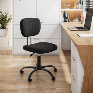 ALEXOUN Swivel Task and Office Chair,with Wheels and Low-Padded Back & Adjustable Height,for Home Office Vanity Room,Back - 1 of 4