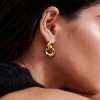 Free bird Chunky Gold Hoops 14K Gold Plated Sterling Silver Posts Twisted Hoop Earrings - 4 of 4