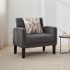 TYBOATLE Tufted Black Leather Accent Chair, Mid-Century Armchair for Office, Living Room, Bedroom - 2 of 4