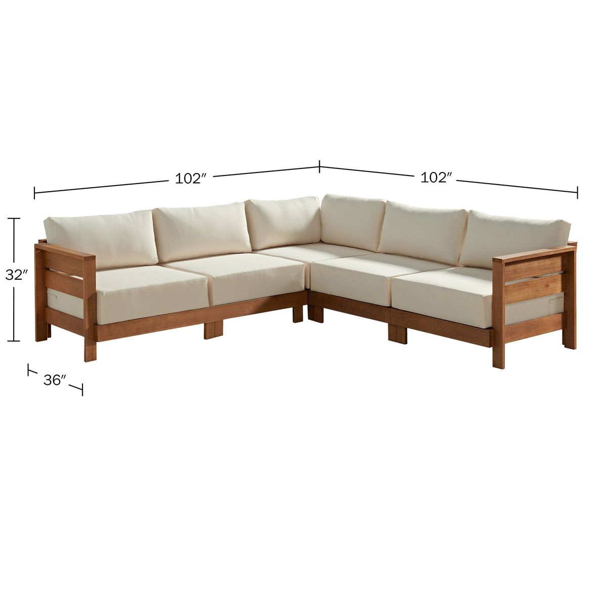 Alaterre Furniture Barton Outdoor Weather Resistant Sectional with Cushions - thumbnail 3