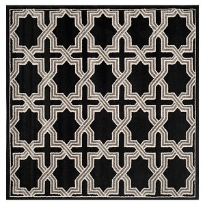 Anthracite/Gray Abstract Loomed Square Area Rug - (7