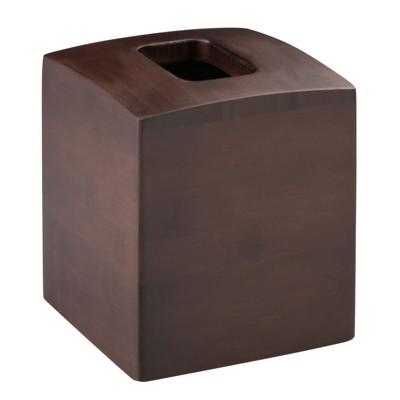 Mdesign Square Bamboo Paper Facial Tissue Box Cover Holder - Dark Brown ...