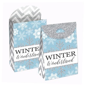 Big Dot of Happiness Winter Wonderland - Snowflake Holiday and Winter Wedding Gift Favor Bags - Party Goodie Boxes - Set of 12 - 1 of 4