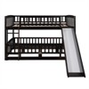 RISOKEYS Full Over Full Low Bunk Bed - Slide Included, Safety Fence & Ladder, Perfect for Toddlers Kids Teens - Espresso - 4 of 4