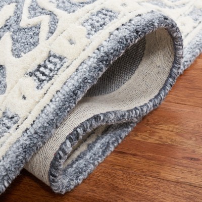 Gray and Ivory Hand-Tufted Wool Runner Rug