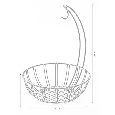 Round Black Metal Fruit Basket with Banana Hanger
