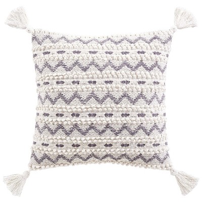 20"x20" Oversize Piper Square Throw Pillow Gray/Ivory - Brielle Home: Cotton Loomed, Removable Cover, Indoor Decorative