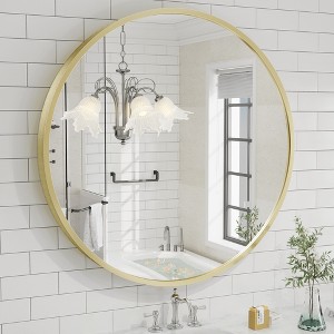 Apmir  Round High Quality Aluminum Alloy Framed French Cleat Mounted Wall Decor Bathroom Vanity Mirror - 1 of 4