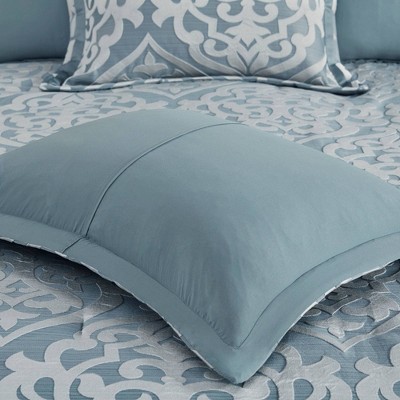 Aqua and Silver King Microfiber 8-Piece Comforter Set