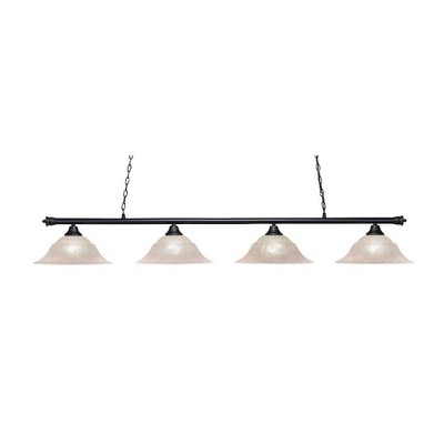 Toltec Lighting Oxford 4 - Light Island Pendant Light in  Matte Black with 16" Amber Marble Shade