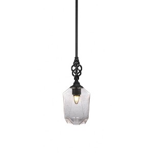 Toltec Lighting Elegante 1 - Light Pendant in  Matte Black with 6.25" Clear Bubble Shade - 1 of 2