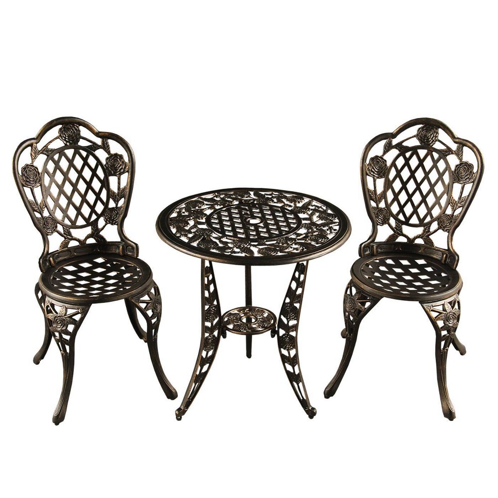 Photos - Garden Furniture 3pc Rose Ornate Traditional Patio Bistro Set - Bronze - Oakland Living