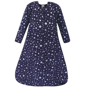 Hudson Baby Infant Long Sleeve Cotton Jersey Sleeping Bag, Navy Stars - 1 of 2
