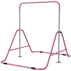 NAYSAYE Exercise Trainer Folding Gymnastics Bar with Shock Absorption Adjustable Height for Kids Home Use, Pink, 58.30"*41.30"*50.50" - 1 of 4