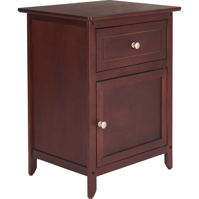 Alcott Side Table with Single Drawer and Storage Cabinet Walnut - ClickDecor