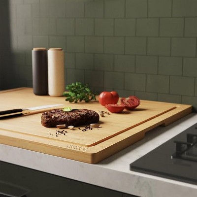 Prosumer's Choice Bamboo Solid Cutting Board with Silicone Feet - Beige