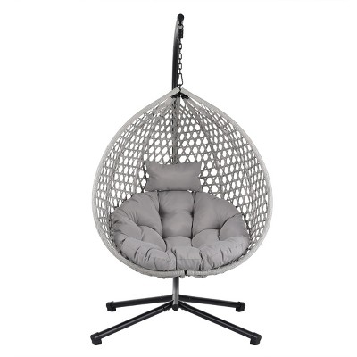 Patio Swing Egg Chair With Stand,PE Rattan Egg Chair,Hanging Basket Chair,Hammock Chair -Maison Boucle
