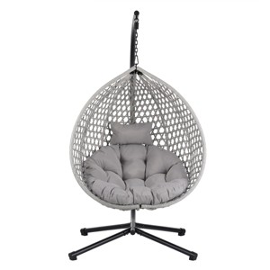 Patio Swing Egg Chair With Stand,PE Rattan Egg Chair,Hanging Basket Chair,Hammock Chair -Maison Boucle - 1 of 4