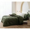 100 Washed Cotton Duvet Cover Set, King Size, Olive Green - 3 of 4