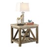 Industrial Style Angled Support 1pc End Table with Bottom Shelf Marble Top Creamy White Wooden Living Room Furniture Side Table - 2 of 4
