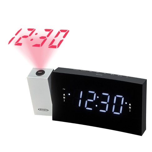 2/2 Amp USB Charge LED Alarm Clock Black - Sharp