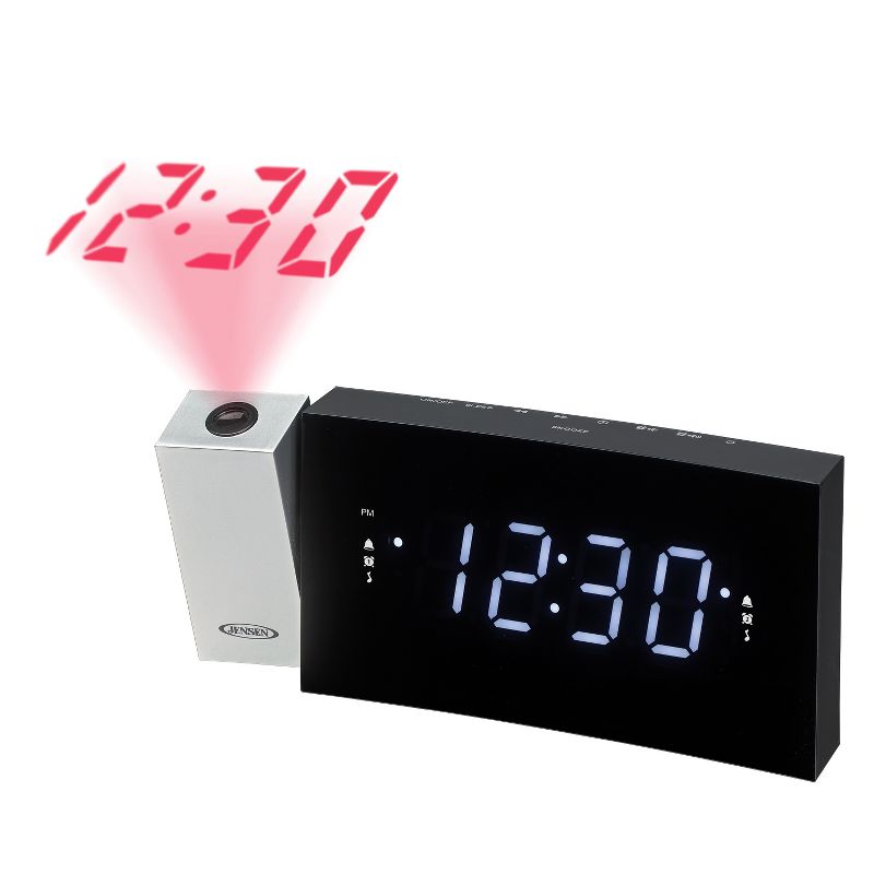 JENSEN Digital Dual Alarm Projection Clock Radio - Black (JCR-238), 1 of 7