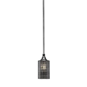 Toltec Lighting Stem 1 - Light Pendant in  Chrome with 4" Silver Matrix Shade - 1 of 1