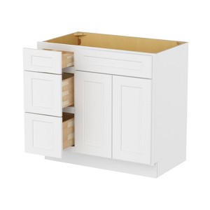 HOMLUX Easy-DIY Combo Bases - Bath Vanity Cabinet without Top in Shaker White - 1 of 4