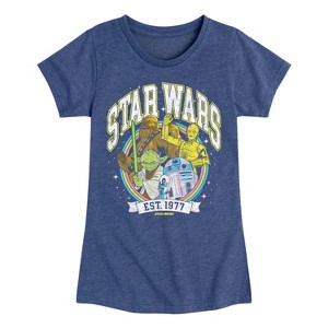 Girls' - Star Wars - Yoda and friends Collegiate Fitted Short Sleeve Graphic T-Shirt - 1 of 4
