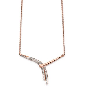 Chisel Stainless Steel Rose IP-plated Preciosa Crystal Bar on a 17.75" Cable Chain Necklace with a 2" Ext. - 1 of 2