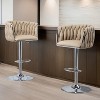360° Fabric cover Swivel Bar Stools Set of 2, Adjustable Counter Height Bar Chairs with Woven Back & Footrest - Leovsnove - 2 of 4