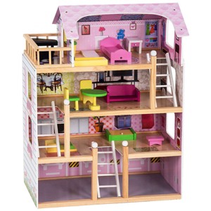 Costway Doll Cottage Dollhouse w/ Furniture Kids Wood House Playset Children Toy - 1 of 4