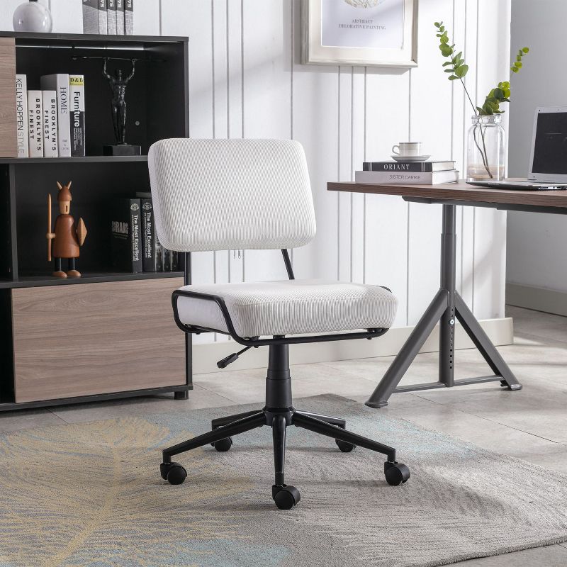 Corduroy Desk Chair Task Chair Home Office Chair Adjustable Height, Swivel Rolling Chair with Wheels for Adults Study Room-The Pop Home, 1 of 9