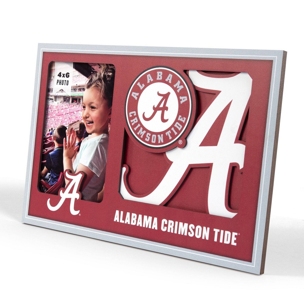 NCAA Alabama Crimson Tide Logo 4" x 6" Picture Frame: MDF Rectangle Tabletop Display