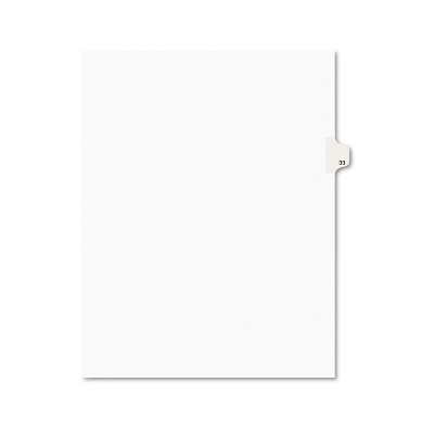 Avery-Style Legal Exhibit Side Tab Divider Title: 33 Letter White 25/Pack 01033